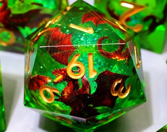 Juego de dados Red Dragon Liquid Core para juegos de rol, regalos de Navidad, juego de dados Liquid Core para Dungeons and Dragons, regalos de dados para juegos de rol
