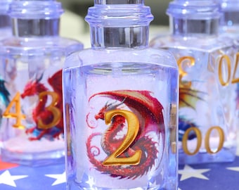 Juego de dados de poción líquida de dragón hechos a mano / Dados de resina con forma de botella con líquido en movimiento / Dados de resina DND de 7 piezas para Dungeons & Dragons, Pathfinder