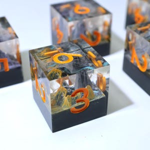 Dés montagne D6/dés à bords tranchants/résine faite main, dés D6 uniques, cadeaux pour DnD, MTG, RPG, cadeau de dés à six faces pour lui