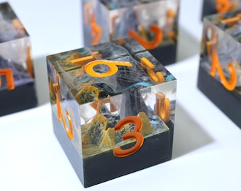 Dados Mountain D6/Dados Sharp Edge/Dados individuales de resina hechos a mano Regalos para DnD, MTG, RPG Dados de seis caras Regalo para él
