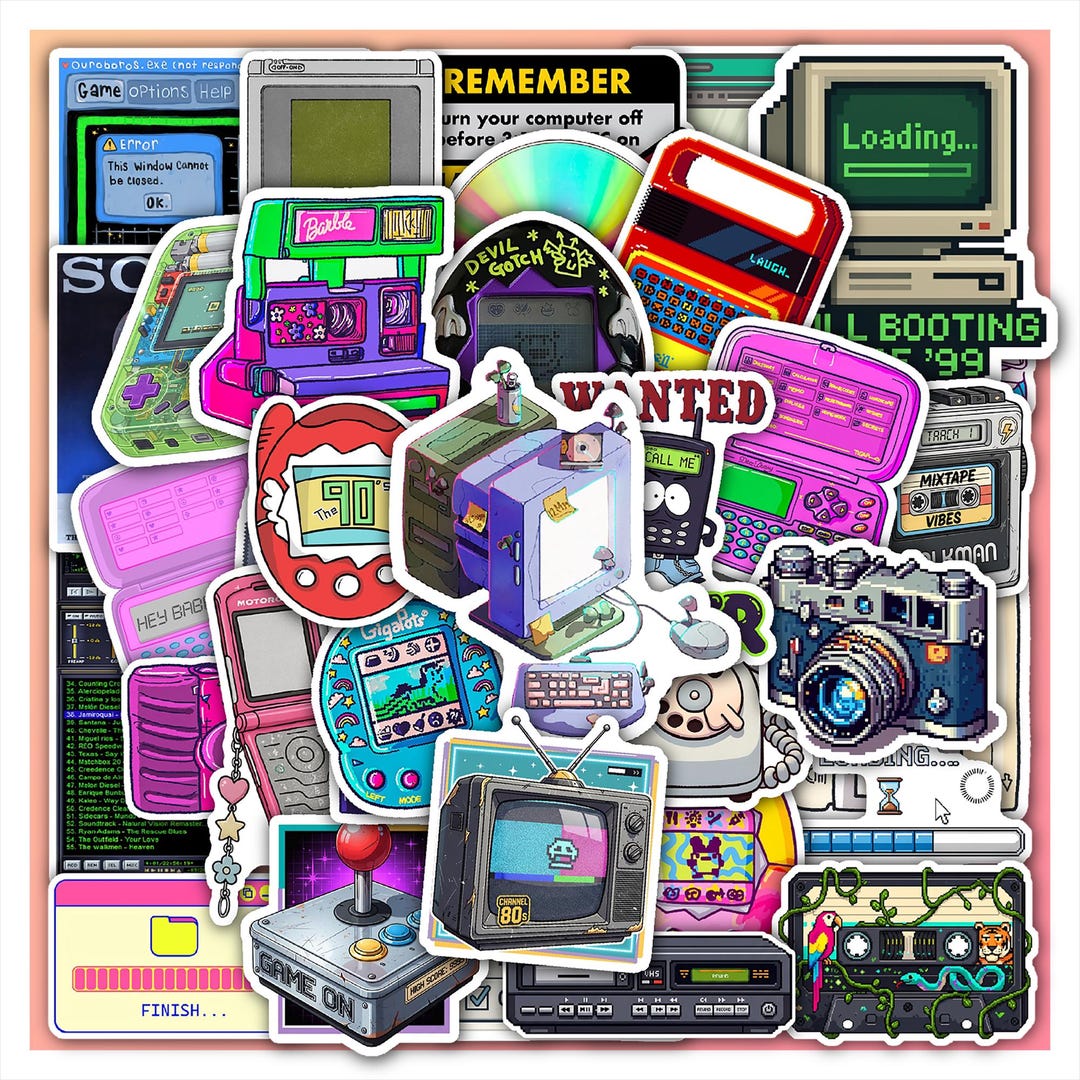 90s Tech Sticker Sheet- Y2K Decals 40designs (4 Full Sheets) - Etsy