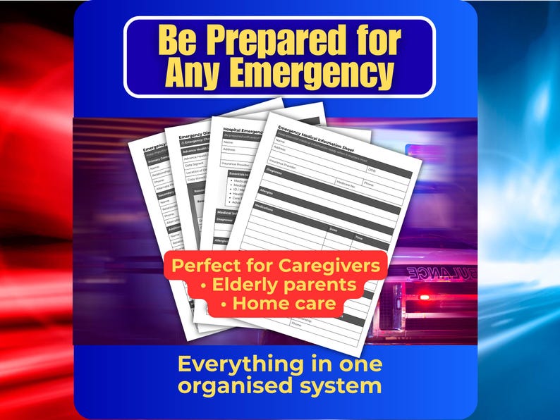 Emergency Binder Printable | Medical Binder Kit | Caregiver Emergency ...