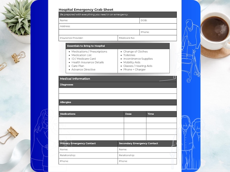 Grab Fill Up Form.pdf Hospital Emergency Grab Sheet | Emergency Hospital Checklist Printable ...
