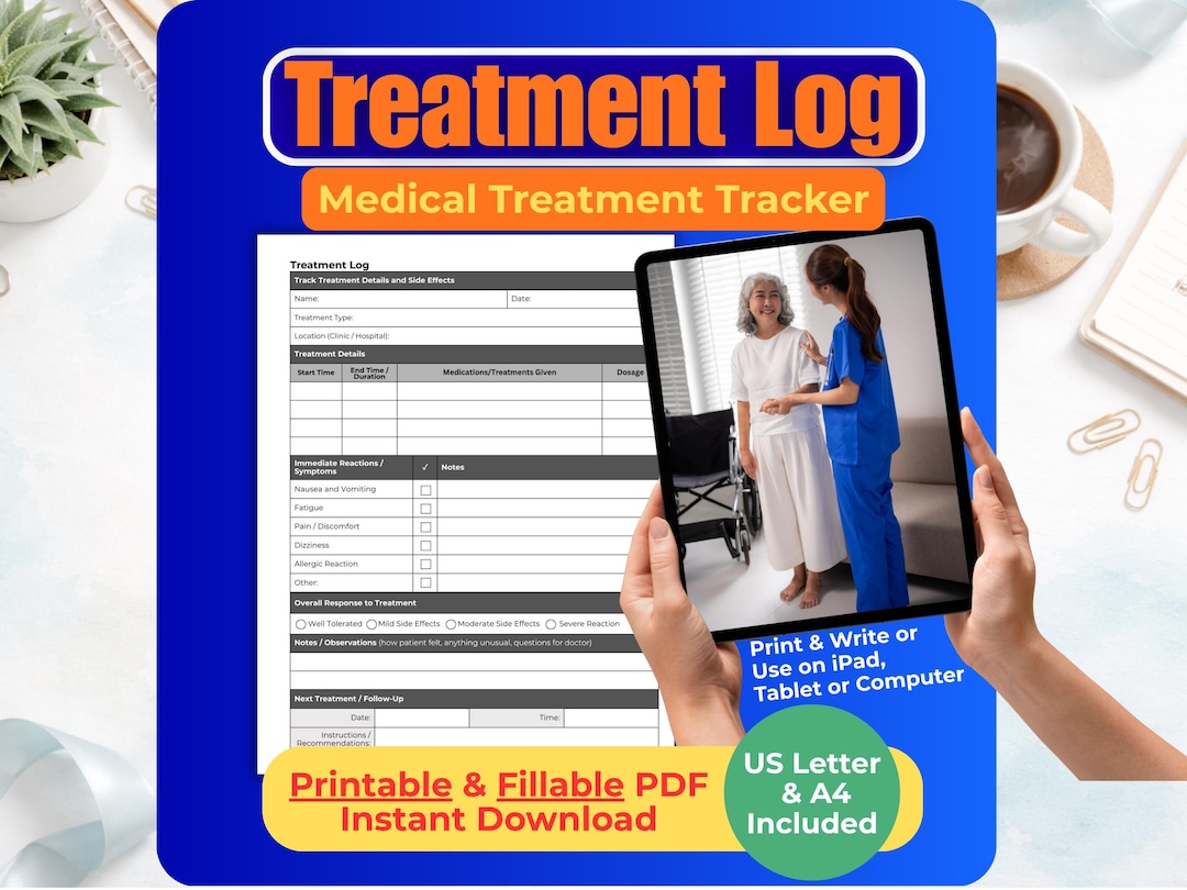 Treatment Log Printable PDF | Medical Treatment Tracker | Medication ...