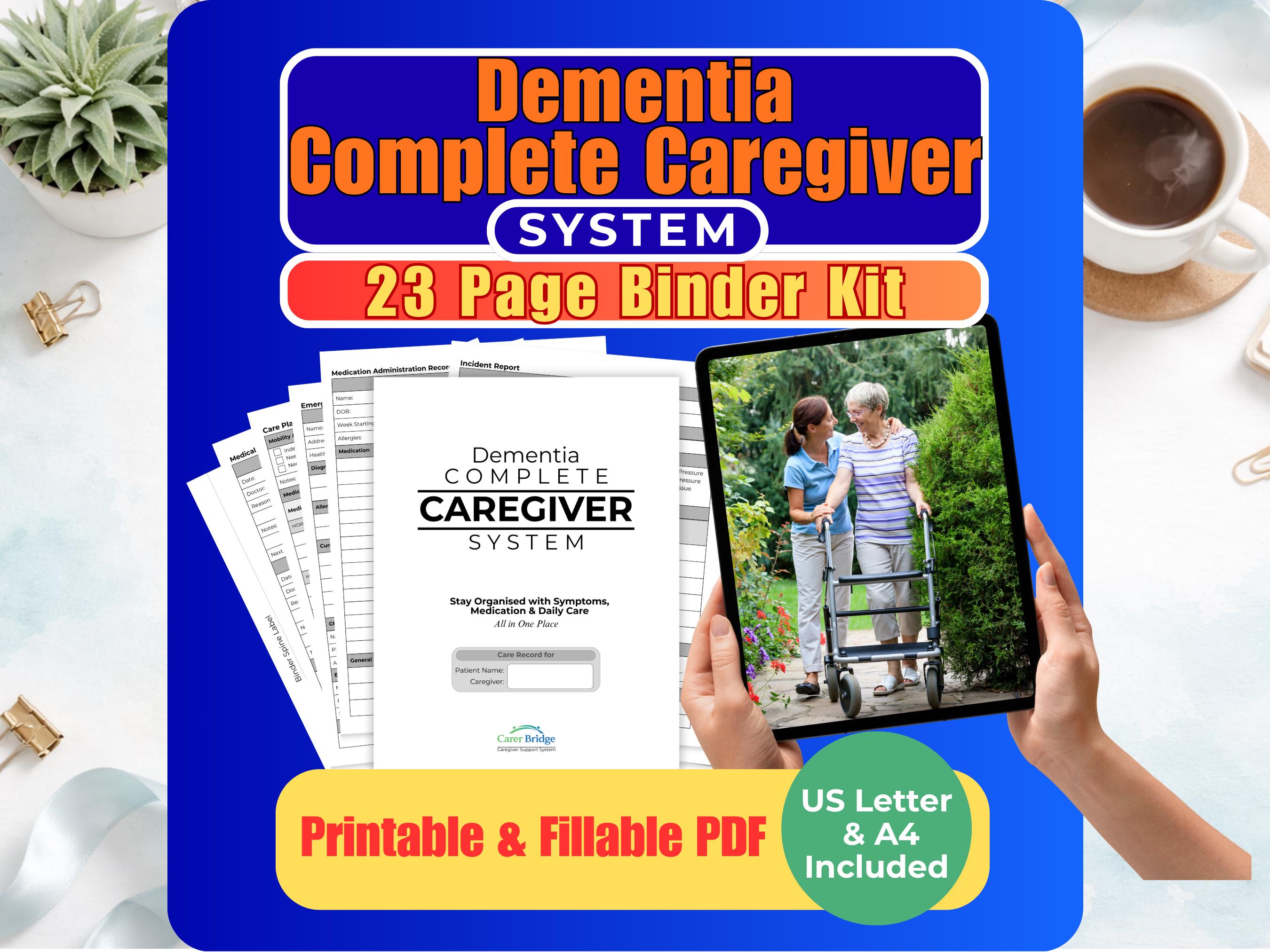 Dementia Caregiver Binder Printable | 23 Page Care System | Fillable