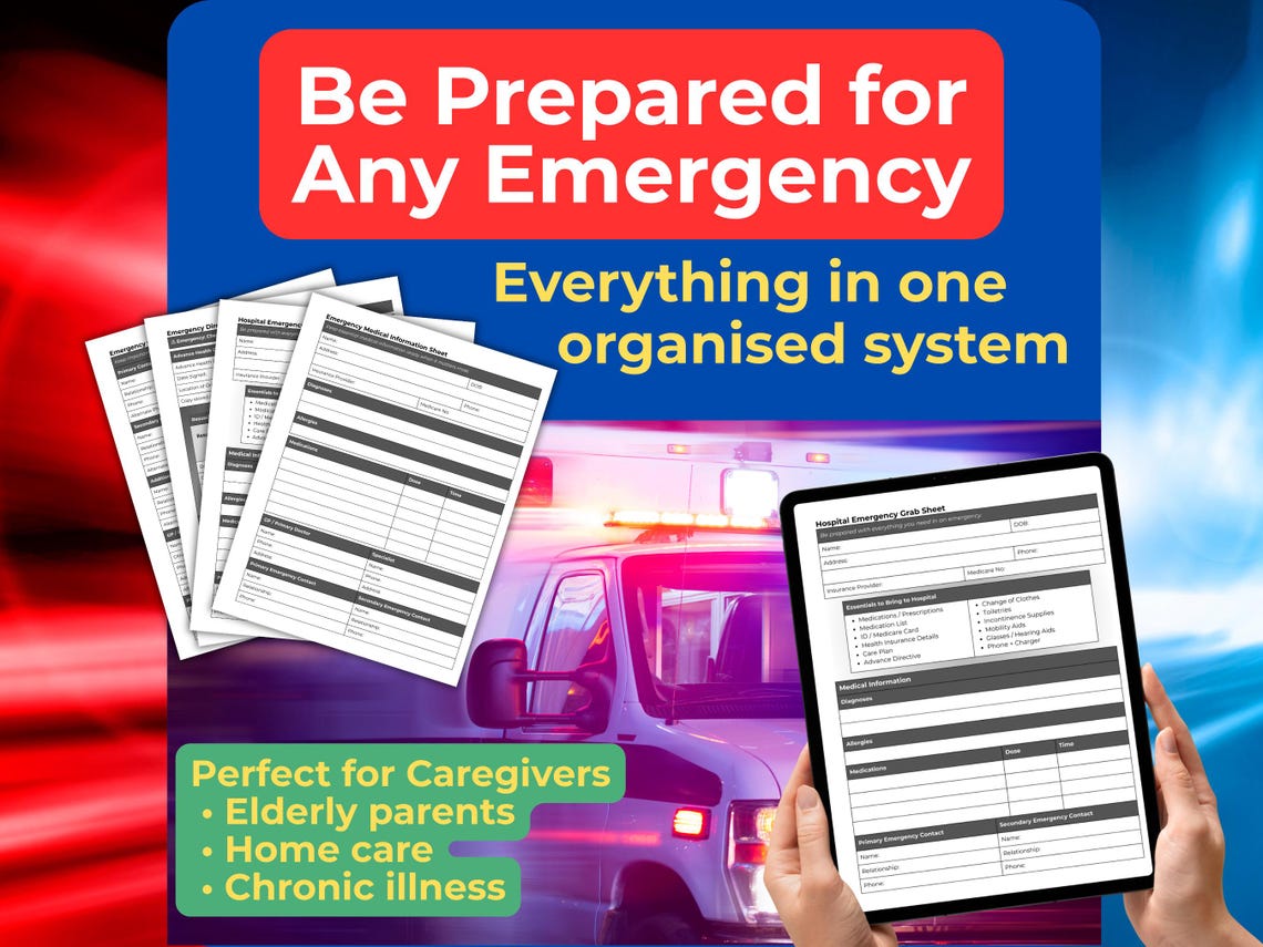 Hospital Emergency Folder Printable | Medical Emergency Binder ...