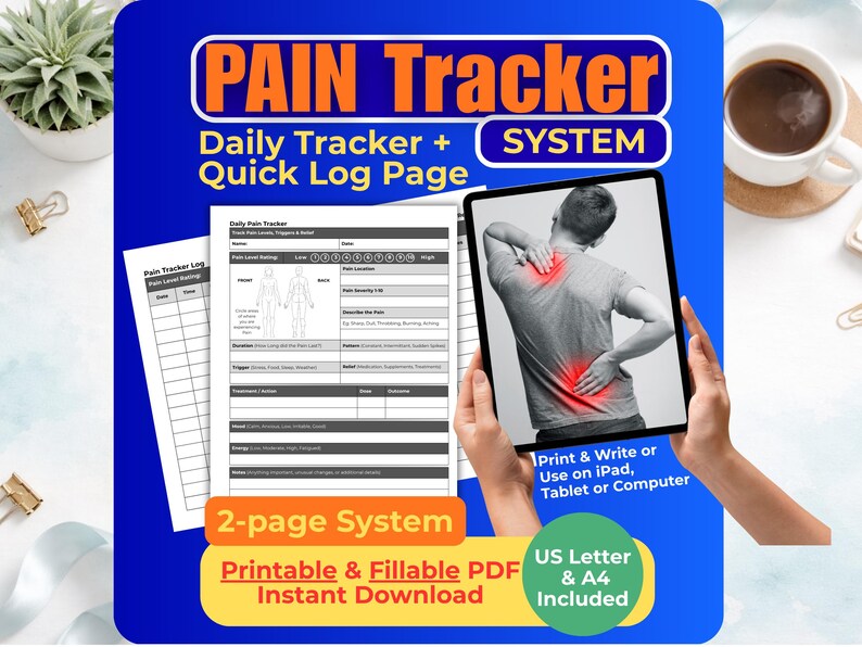 Fillable Pdf Pain Log Example Symptom Tracker Printable | Pain Tracker & Daily Health Log | Mood and ...
