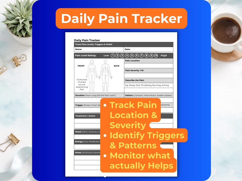 Symptom Tracker Printable | Pain Tracker & Daily Health Log | Mood and ...