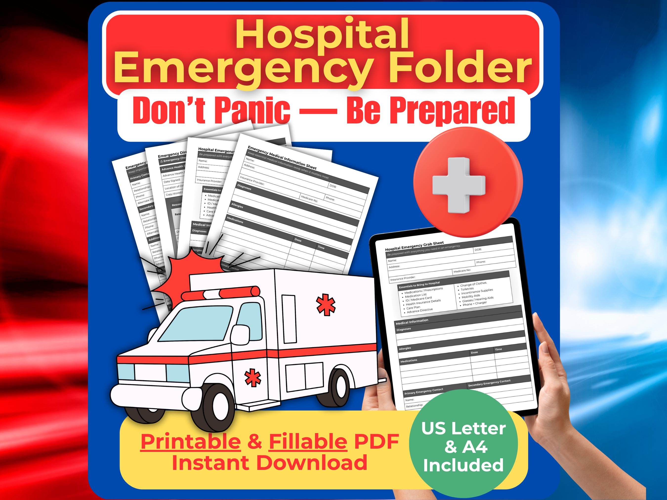 Hospital Emergency Folder Printable | Medical Emergency Binder ...