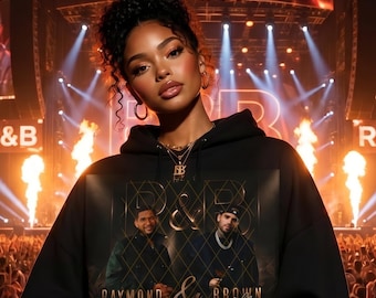 Sudadera extragrande con capucha y suéter extragrande para conciertos de la gira R&B de Usher y Chris Brown