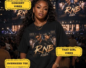 Camiseta extragrande unisex del concierto de Usher Raymond y Chris Brown en la gira R&B 2026.