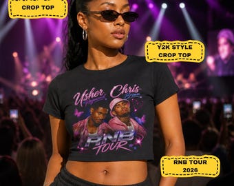 Camiseta corta de la gira R&B 2026 de Usher Raymond y Chris Brown