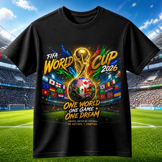 FIFA World Cup 2026 Trophy Tee | Unisex Worldcup USA, Canada and Mexico Football Shirt, Camiseta Copa Mundial, Playera Mundial