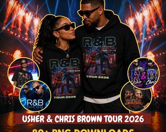 Paquete de imágenes PNG del concierto de Usher Raymond y Chris Brown en su gira R&B 2026 para impresión bajo demanda, camisetas, sudaderas con capucha, sudaderas sin capucha y descarga digital.