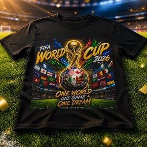 FIFA World Cup 2026 Trophy Tee | Unisex Worldcup USA, Canada and Mexico Football Shirt, Camiseta Copa Mundial, Playera Mundial image 3