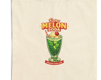 Melon Soda Tote Bag | Japanese Retro Cream Soda Canvas Tote | Cute Cafe Gift Bag