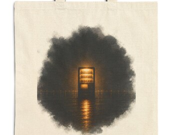 Japanese Vending Machine Tote Bag, Minimal Night Japan Street Scene Canvas Bag
