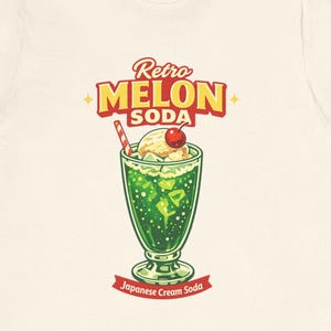 Retro Japanese Melon Soda T-Shirt | Showa Cafe Style Graphic Tee