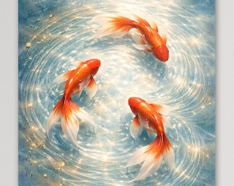 Japanese Goldfish Wall Art | Traditional Kingyo Poster | Elegant Japanese Culture Decor
