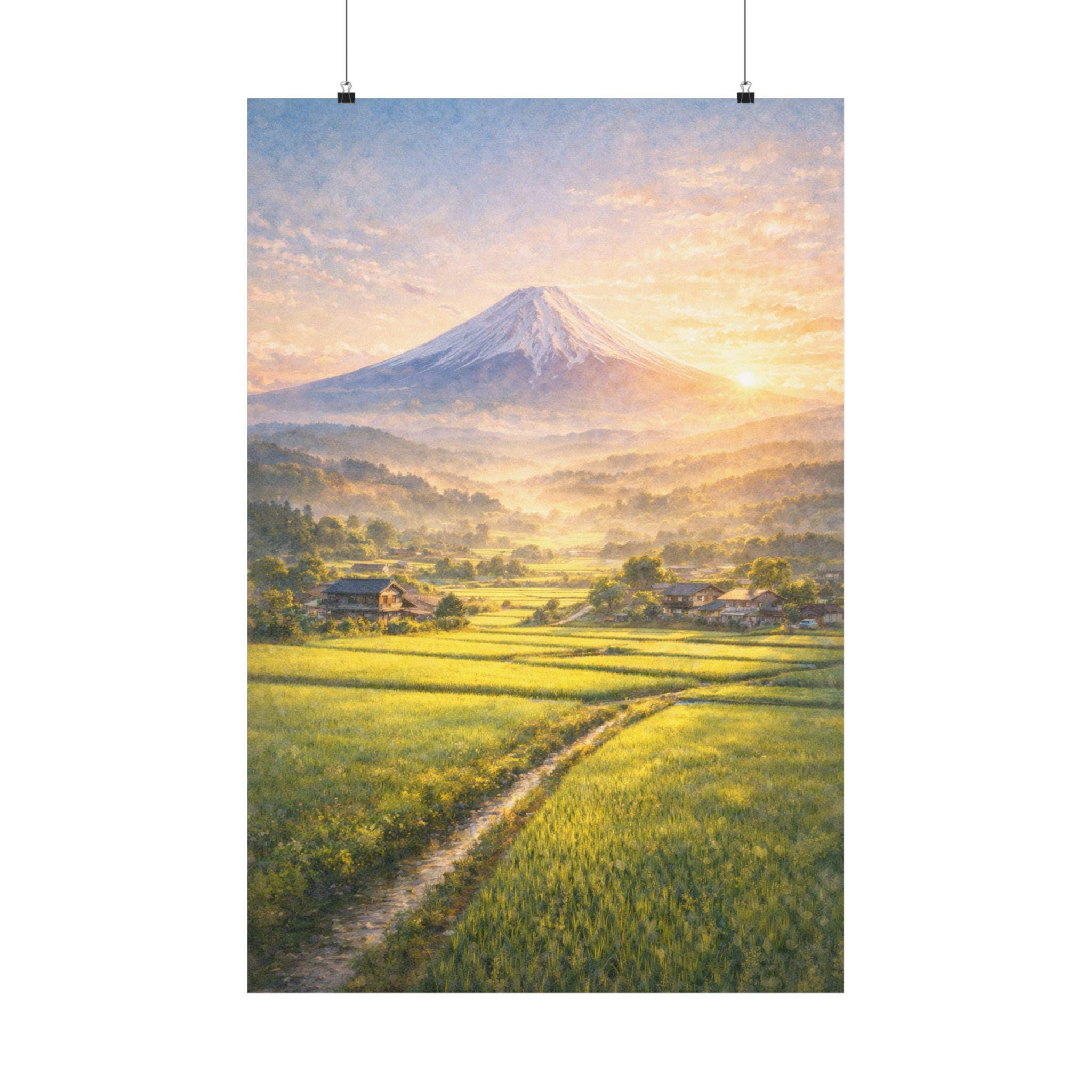 Mount Fuji Morning Landscape Poster | Japanese Countryside Wall Art - Etsy