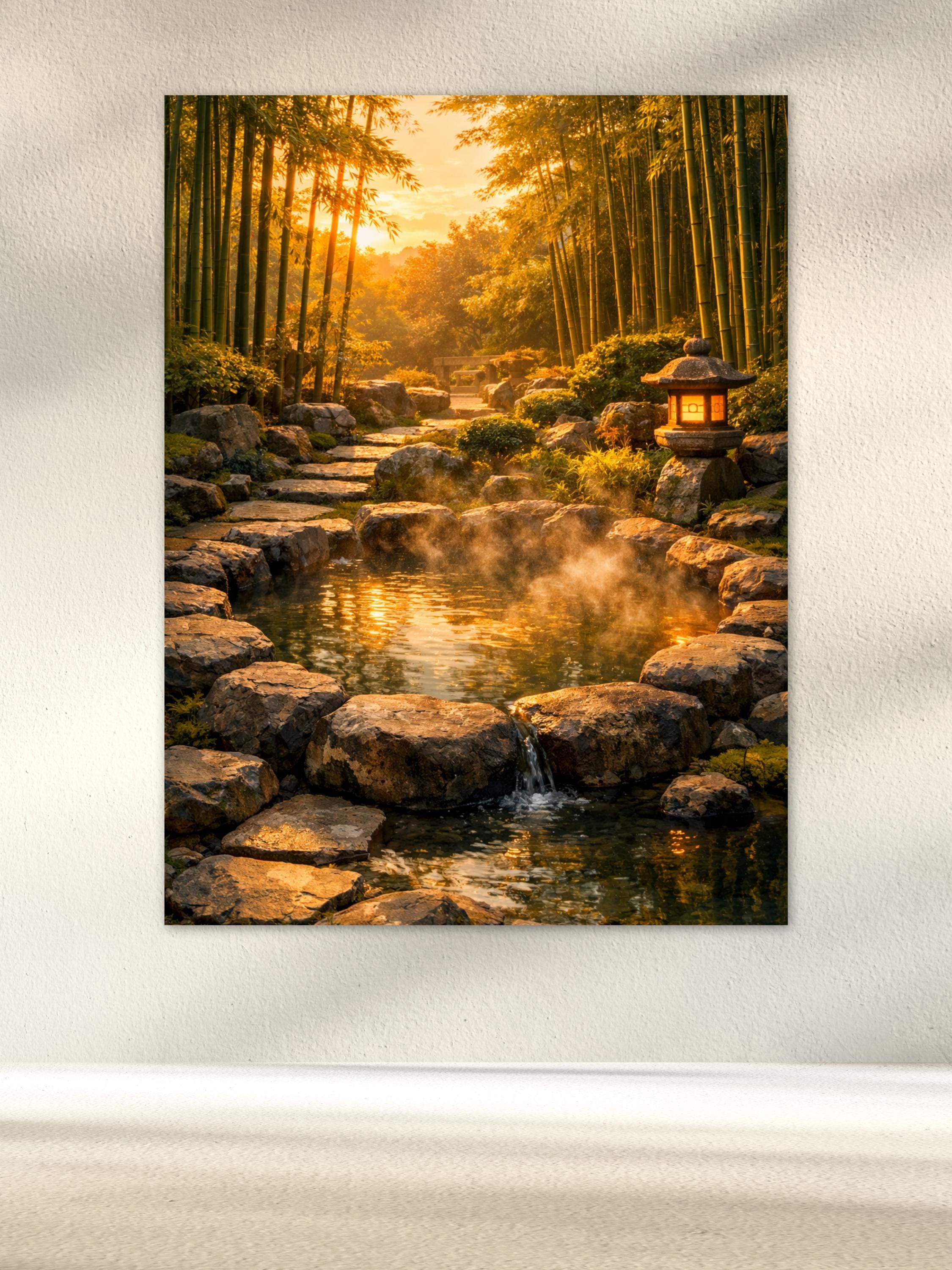 Bamboo Onsen Wall Art | Japanese Bamboo Forest Hot Spring Poster | Zen ...