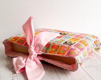 Custodia imbottita trapuntata in cotone per libri in brossura e con copertina rigida (chiusura con fiocco in tessuto)