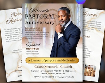 Pastoral Anniversary Program Template | Church Event Service (Canva Template)