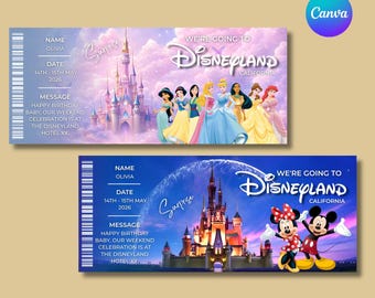 Editable Disneyland Surprise Ticket (Digital Download), Surprise Vacation Reveal