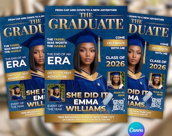 Class of 2026 Graduation Invitation Flyer Template, Editable Canva Event Invite