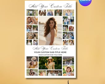 25 Photo Collage Canva Template, Birthday Graduation Anniversary Memorial Poster (Digital Download)