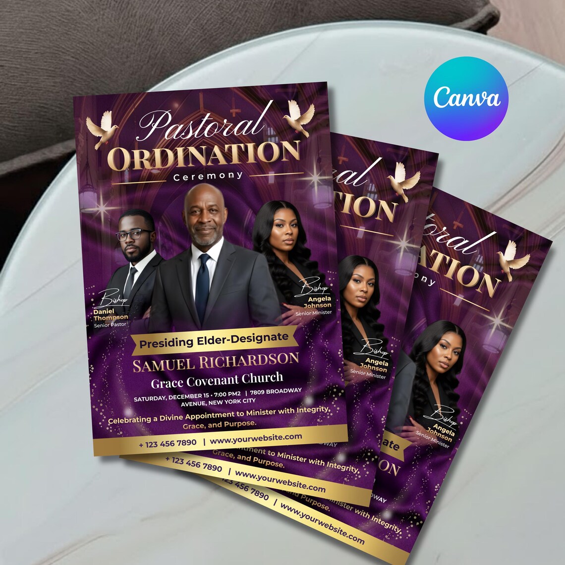Pastoral Ordination Ceremony Invitation Template, Church Program Flyer ...