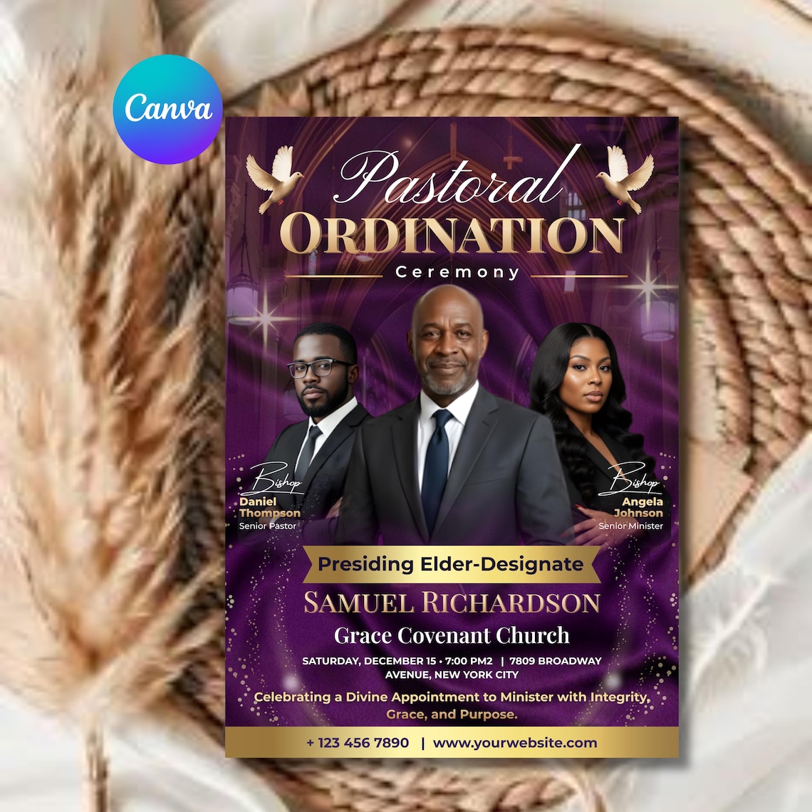 Pastoral Ordination Ceremony Invitation Template, Church Program Flyer ...