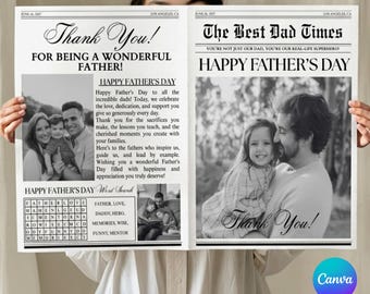 Father's Day Newspaper Template | First Gift for Husband (Digital Download) | Editable DIY Keepsake