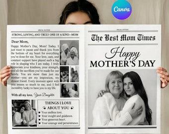 Personalized Mother's Day Newspaper Template | Vintage Style Keepsake (Digital Download)