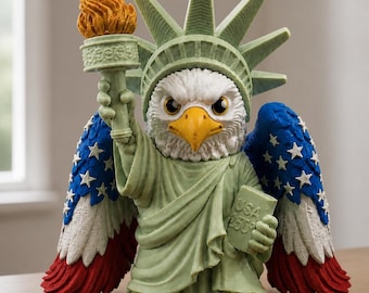 Freedom Eagle Statue | Patriotic Desk Decor | Liberty Bird Collectible | American Pride Gift