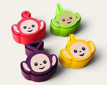 Teletubbies Fidget Keychains: 3D Printed Sensory Clickers – Nostalgic Toy Bag Charms