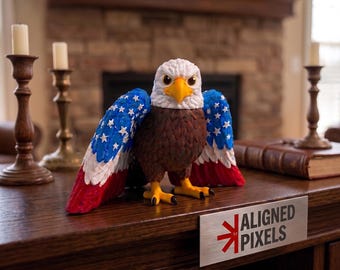 3D Printed Bald Eagle Statue – Patriotic American Pride Decor, Independence Day Tablepiece