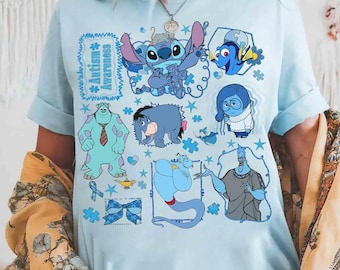 Disneyland Autism Awareness Blue Characters Shirt, Hades Monster Inc Inside Out Stitch Tee , Autism Month Shirt, Autism Mom Understand Love