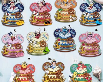 Imán personalizado para crucero de cumpleaños en Disneyland, imán de Mickey y sus amigos, imán para puerta con pastel de cumpleaños de Mickey y Minnie, Stitch, princesa, Winnie the Pooh