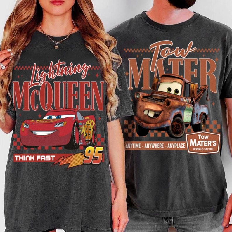 Lightning McQueen Tow Mater T-Shirt, Radiator Springs Disneyland Trip Tee image 1