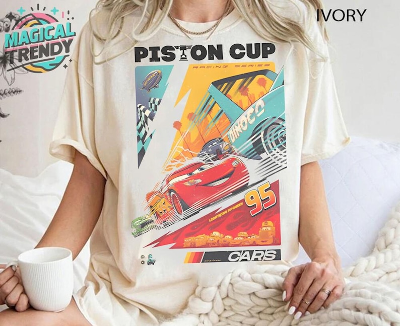 Retro Disneyland Cars Shirt, Funny Lightning Mcqueen Piston Cup shirt, Disneyland Cars Birthday Tee, Radiator Springs, WDW Magic Kingdom Tee image 1