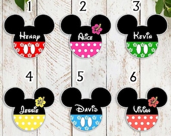 Imán personalizado para puerta de Disneycruise con temática tropical hawaiana, imán personalizado de Mickey y Minnie, decoración para la puerta del camarote, regalo ideal para cruceros familiares.