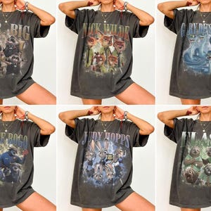 Retro Zootopia 2 Characters Bootleg Shirt, Vintage Judy Hopps Nick Wilde Gary De'Snake Tee, Zootropolis Shirt, Disneyland Family Trip Shirt image 1