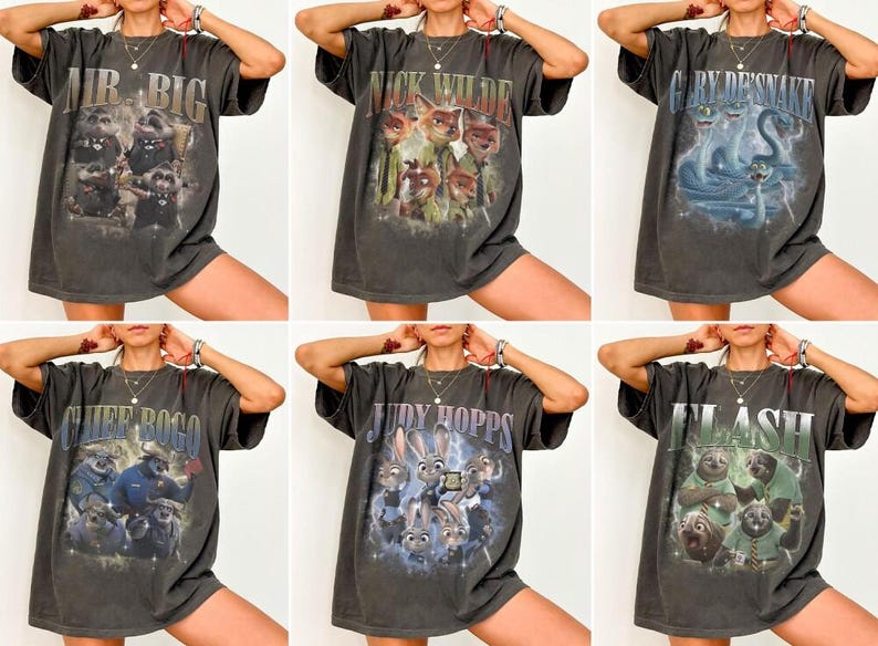 Retro Zootopia 2 Characters Bootleg Shirt, Vintage Judy Hopps Nick Wilde Gary De'Snake Tee, Zootropolis Shirt, Disneyland Family Trip Shirt image 1