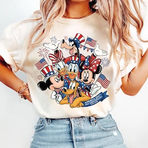 Mickey and Friends 4th July 2026 Shirt, Disneyland Independence Day Tee, Disneyland Family, Walt Disneyland World T-shirt image 1