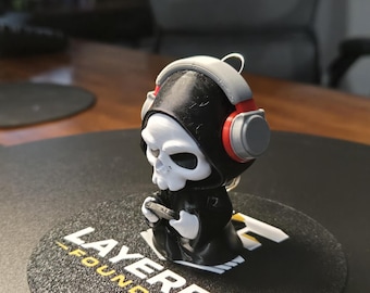 Press F Grim Reaper Keychain | 3D Printed Gothic Skull Key Ring | Dark Fantasy Accessory