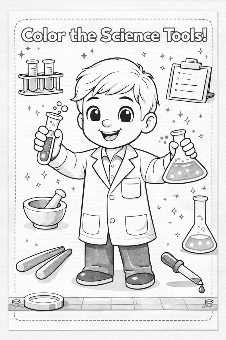 Science Lab Coloring Pages for Kids Printable PDF - Etsy Canada