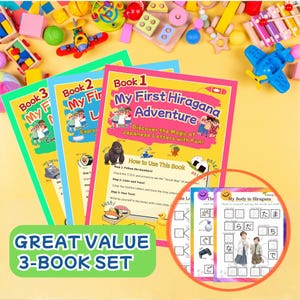 Hiragana Workbook 3-Book Bundle,Japanese Handwriting Practice PDF(Perfect for kids and adult beginners alike!)