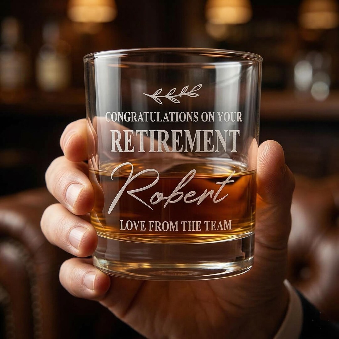 Retirement Glass Custom Retirement Bourbon Glass - Elegant Engraved Name Retiree 2026 ...