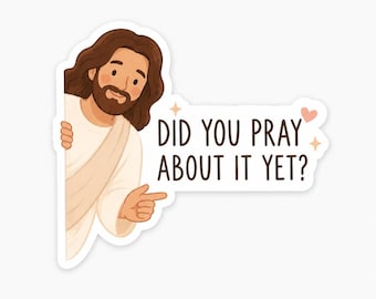 Pray About It Jesus Sticker, Christian Faith Vinyl Decal, Waterproof Religious Sticker, Inspirational Christian Gift.